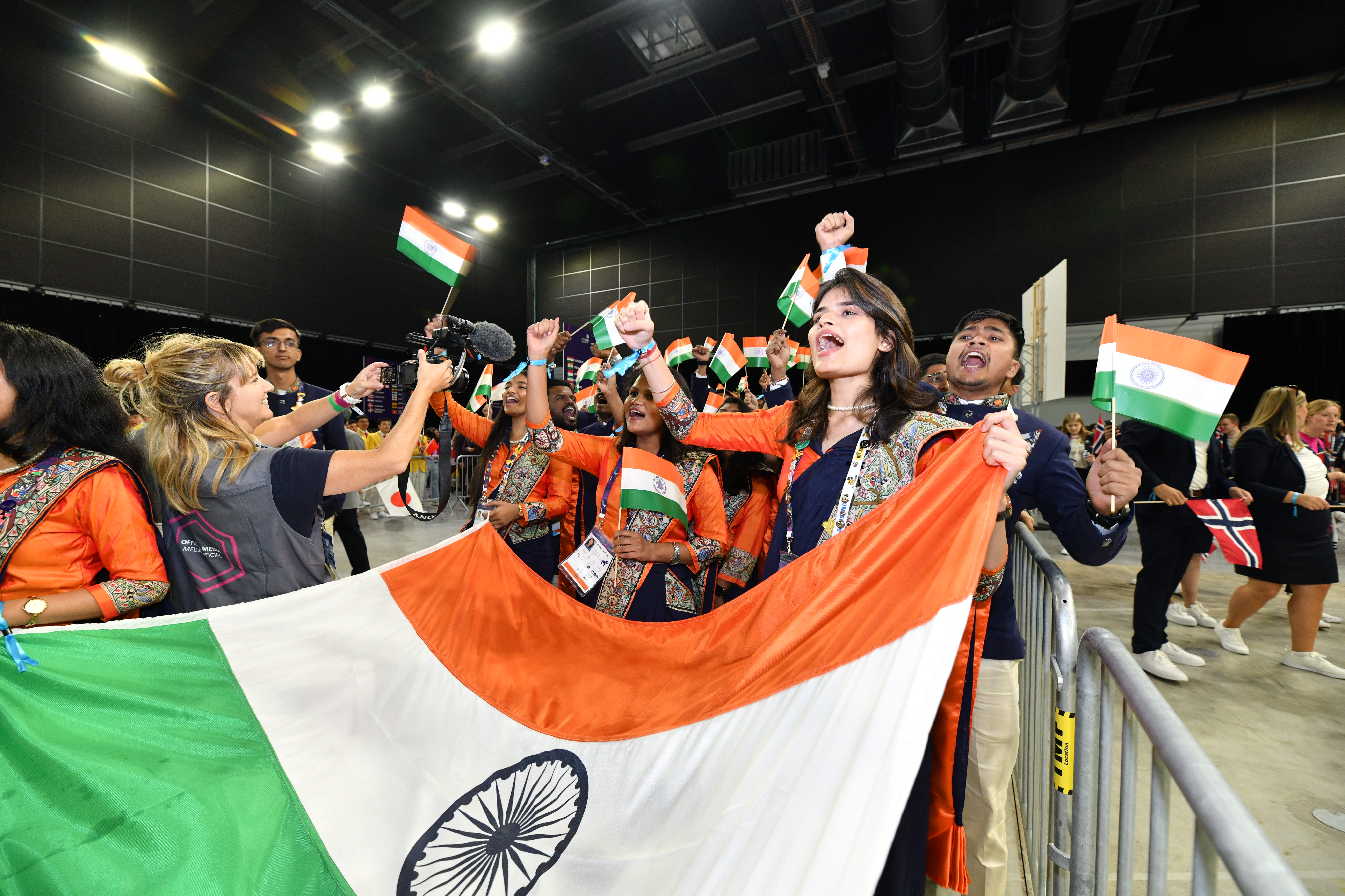 A competitor concentrating on her entry during the IndiaSkills competition